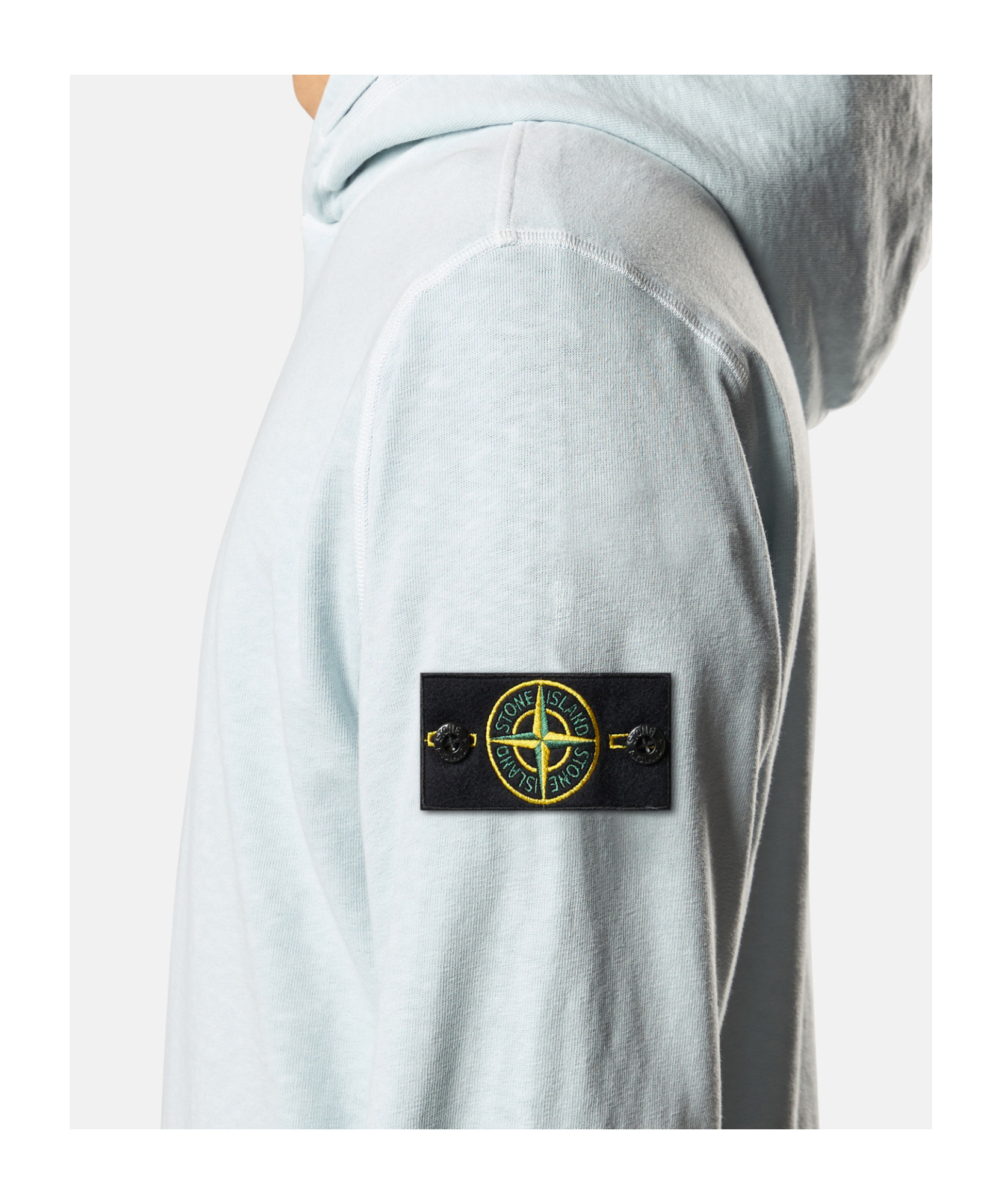 Stone Island Hooded Sweatshirt With Slub Effect In Sky Color