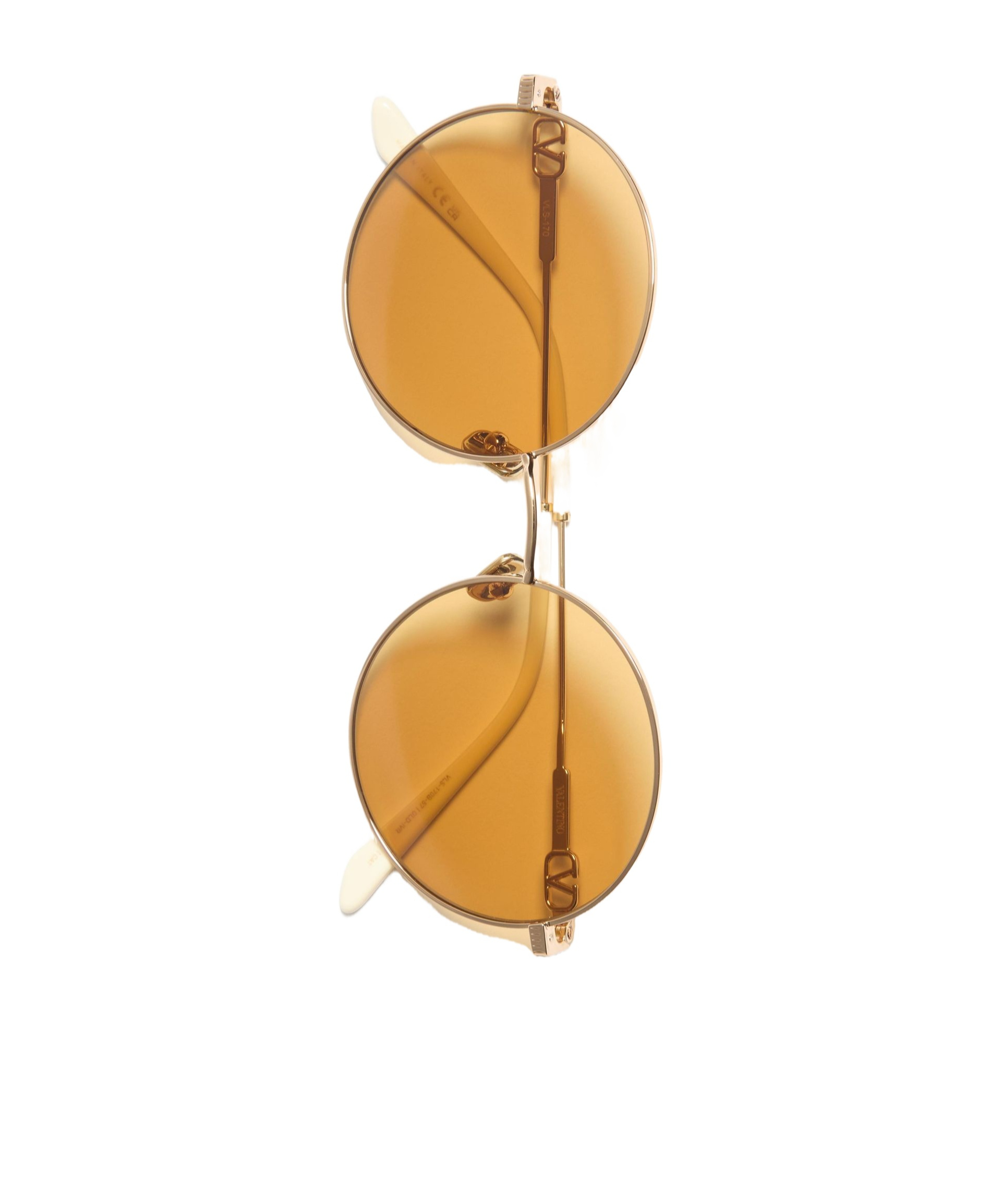 Valentino Extra-large Metal Round Glasses In Light Gold/ivory/amber