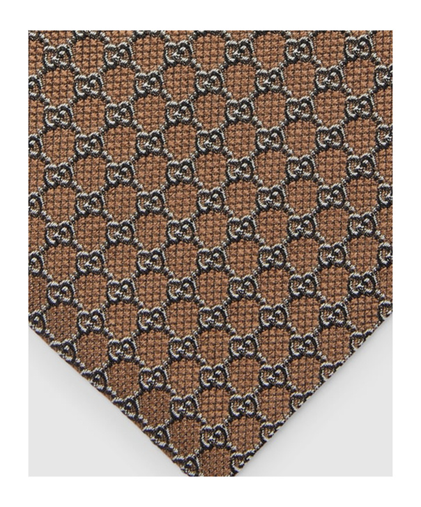 Gucci Gg Silk Jacquard Tie In Brown