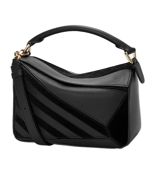 Loewe Womens Black Puzzle Stripes Small Leather Top-handle Bag In Black