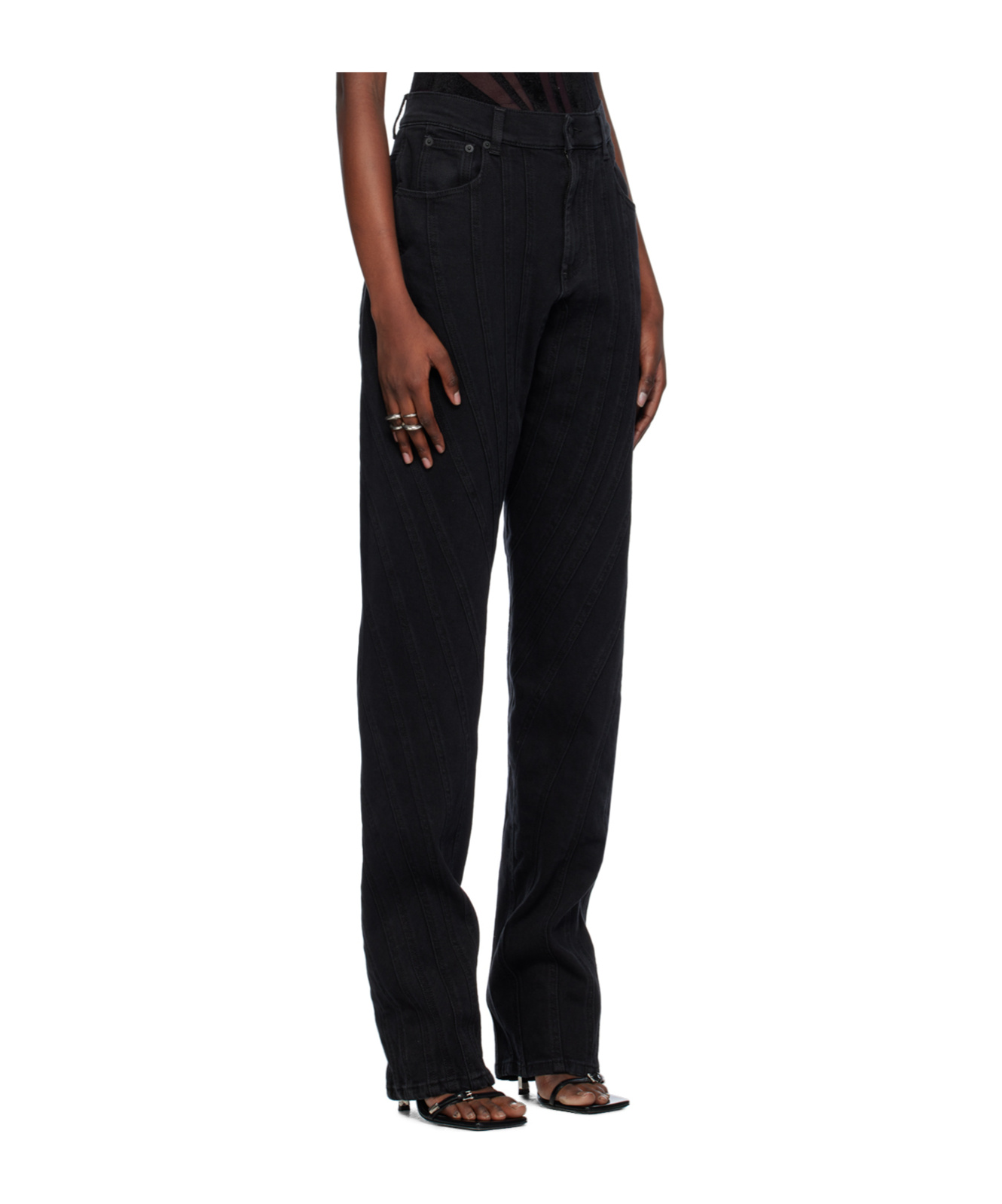 Mugler Belt-loop Jeans In Black