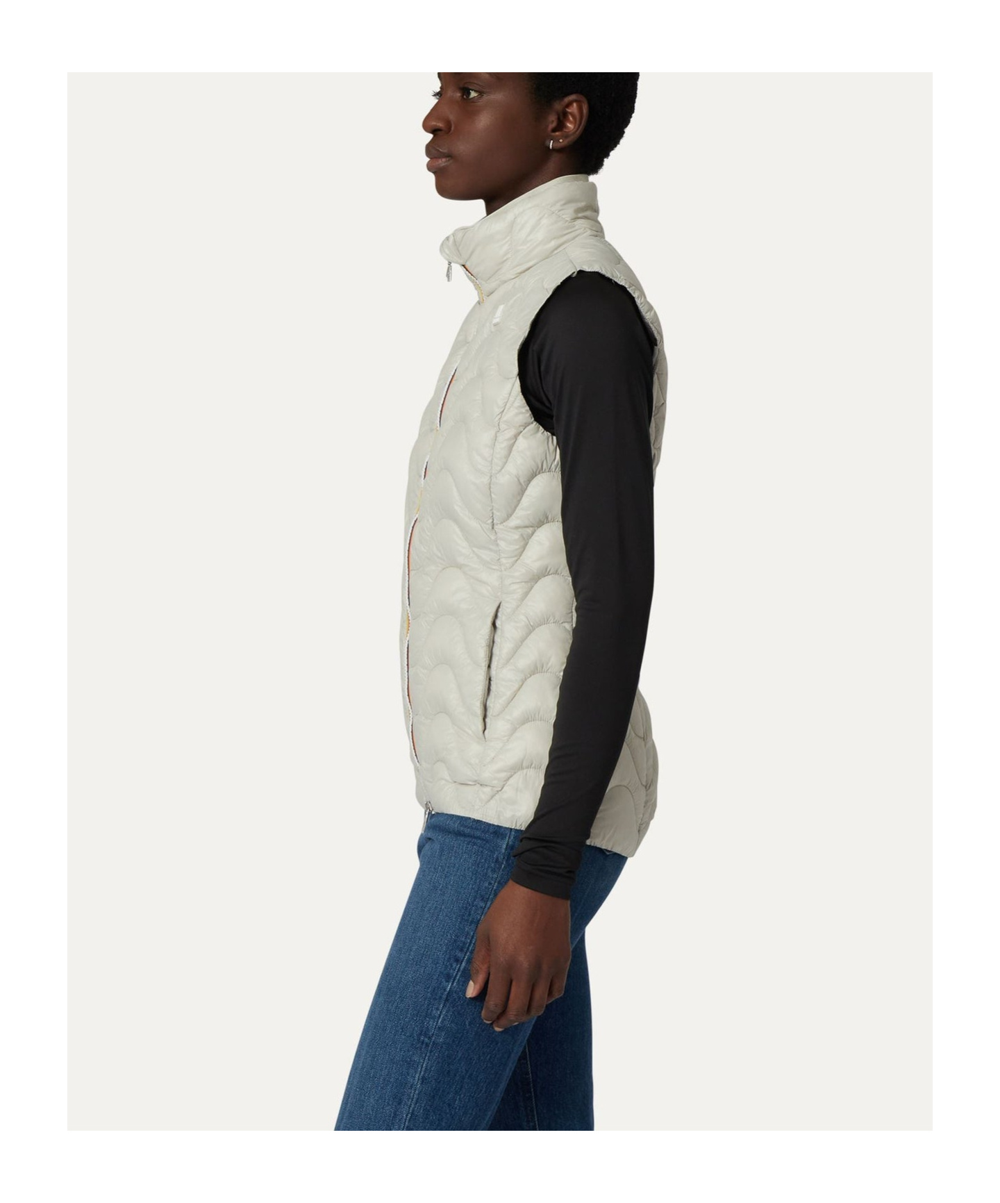 K-way Quilted Zipper Vest In White