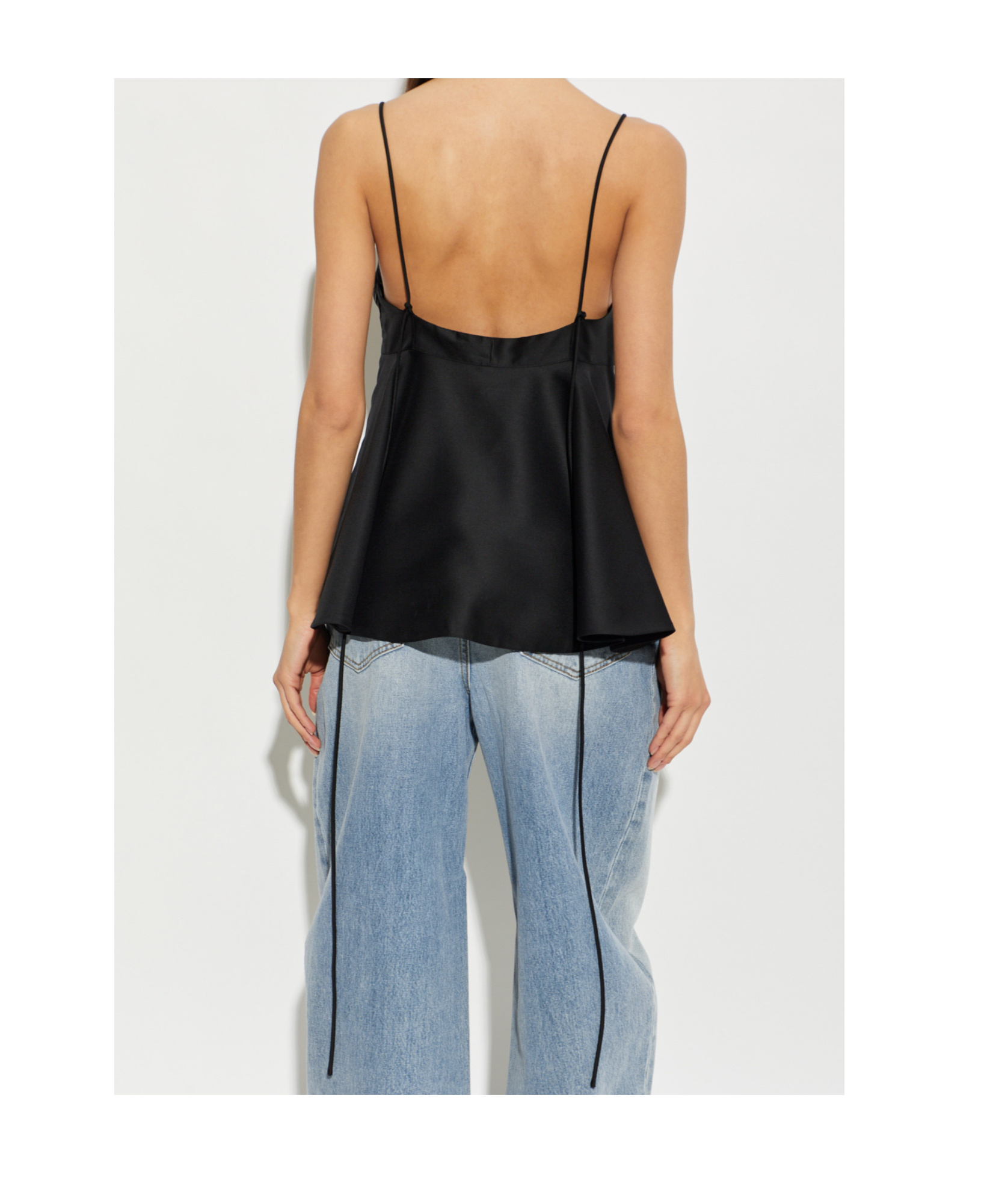 Rohe Paneled Duchesse-satin Peplum Bustier Top In Black