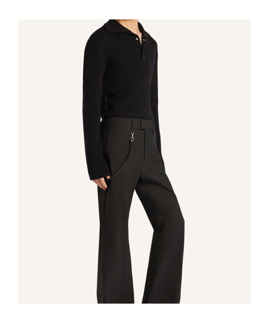 Courrèges Lapel Long Sleeve Sweater In Black