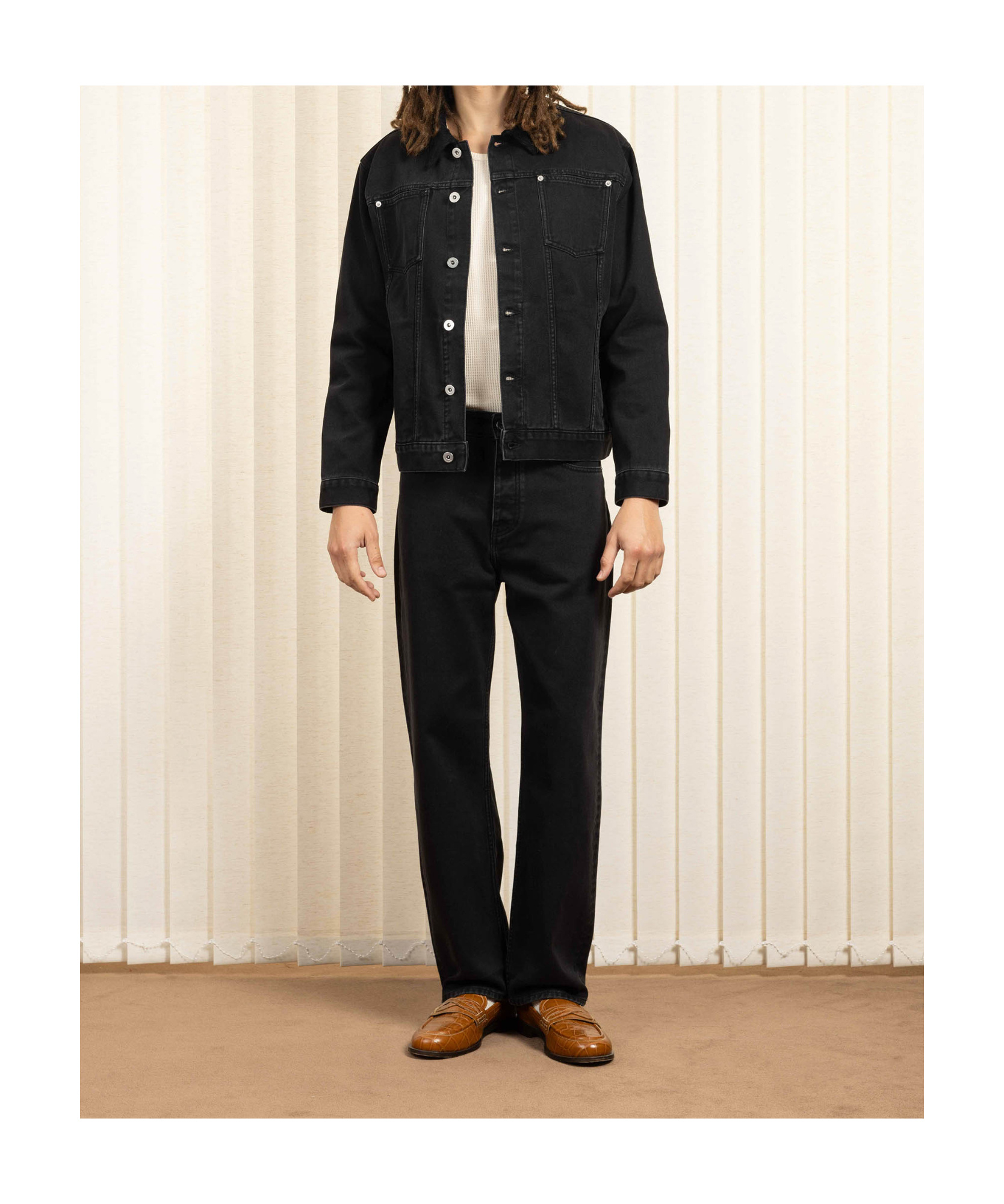 Drôle De Monsieur Straight-leg Black Denim Jeans With Design In Black