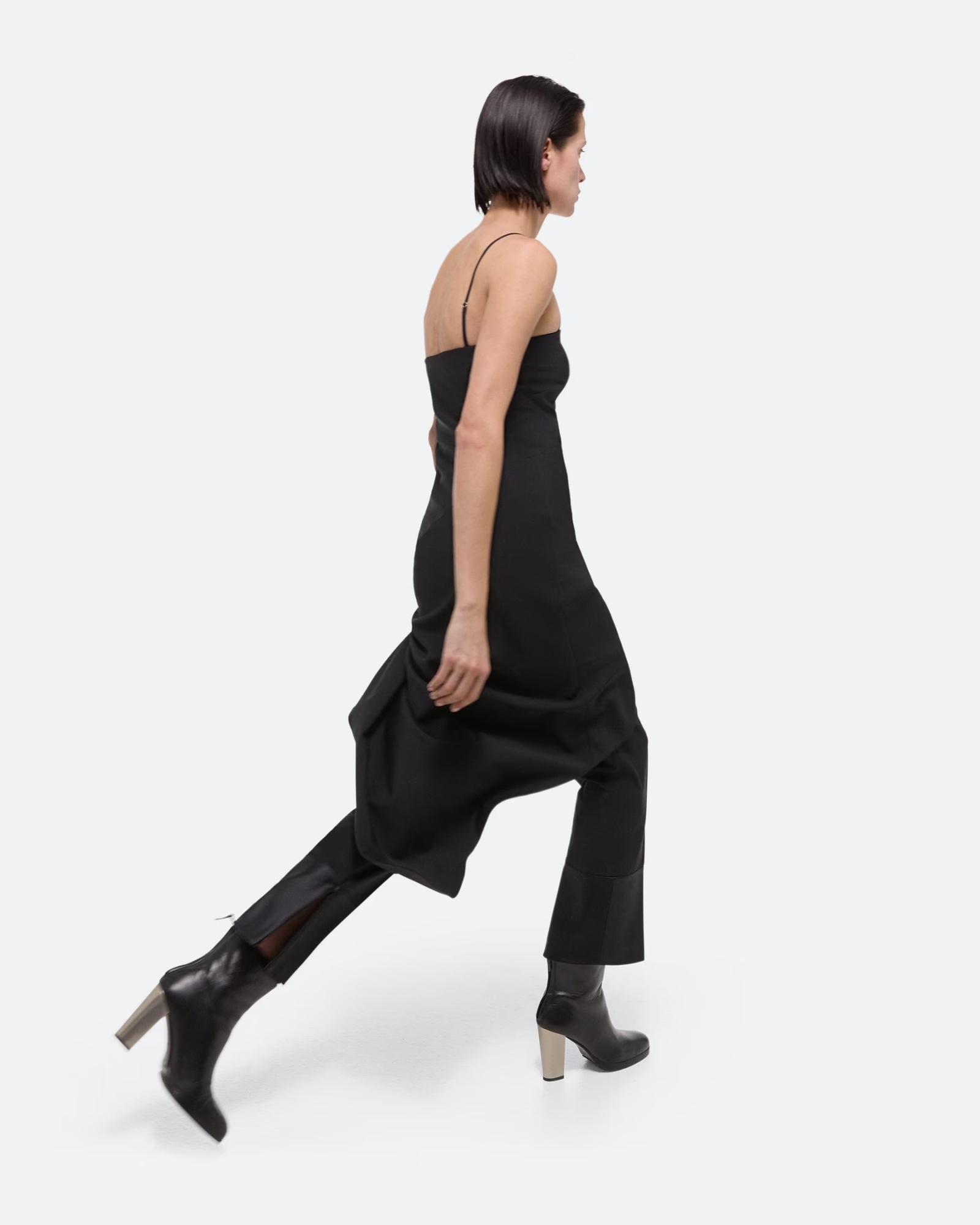 Helmut Lang Asymmetrical Hem Midi Dress In Black