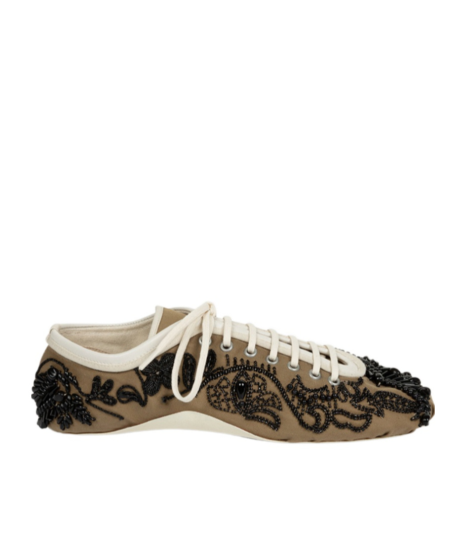 Dries Van Noten Embroidered Lace-up Ballerina Sneakers In Same Product Title (english)