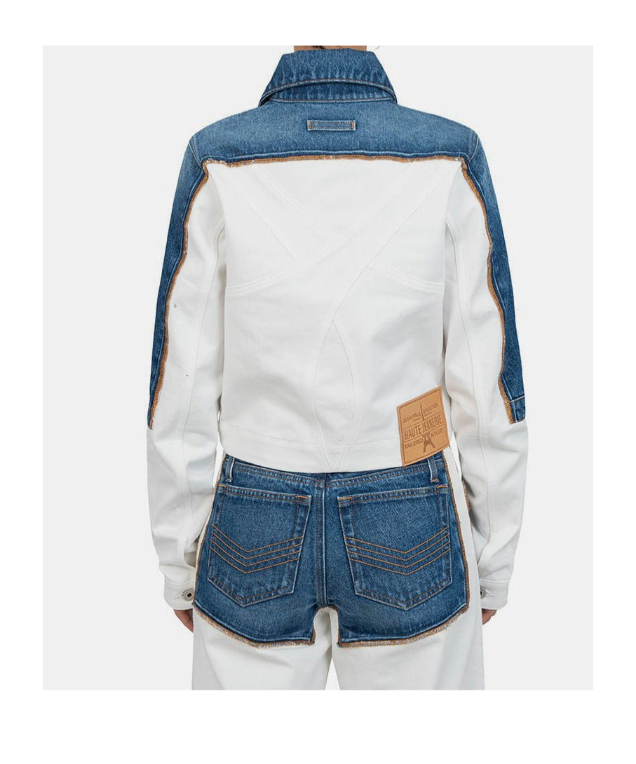 Jean Paul Gaultier Veste En Jean Trompe Loeil 'petit Grand' In Blue