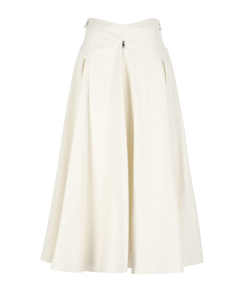 Msgm Cotton Skirt In Neutral