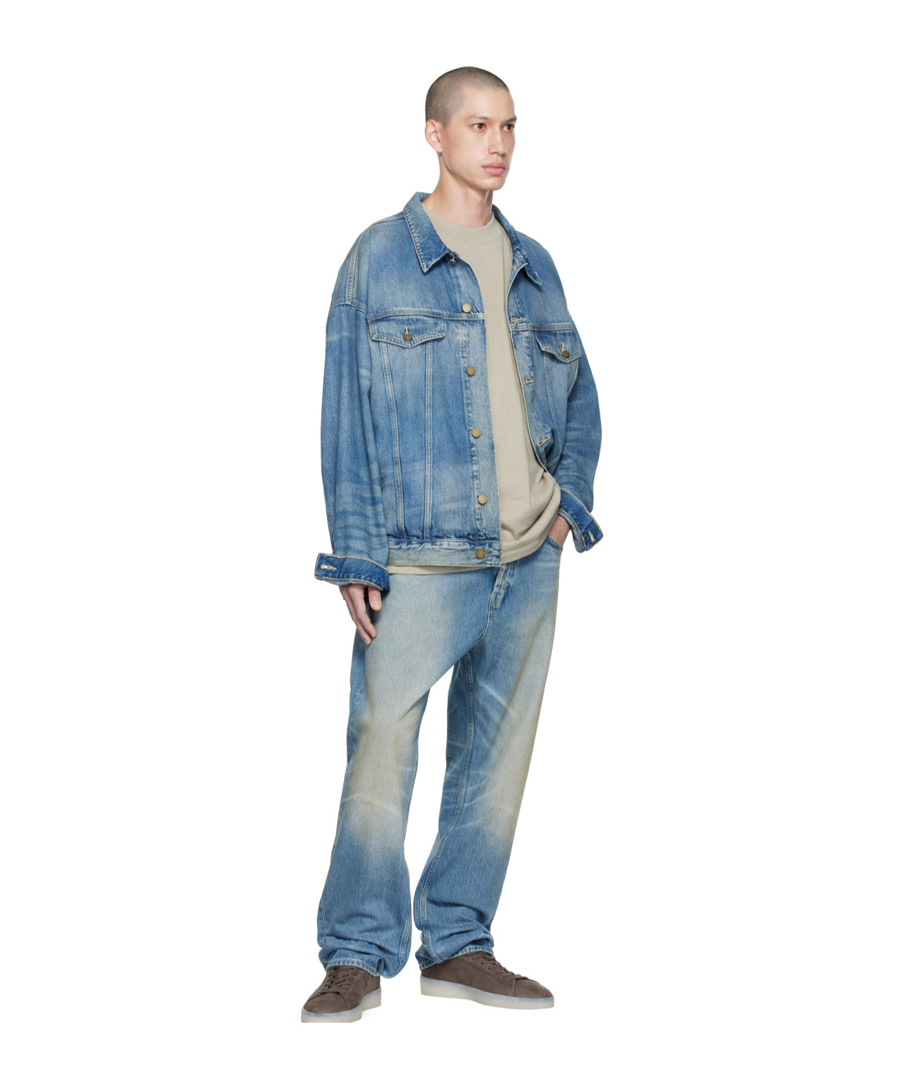 ESSENTIALS STONEWASHED TRUCKER DENIM JACKET