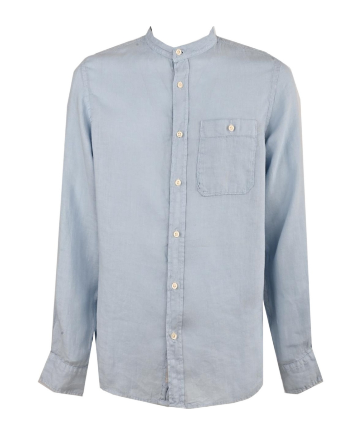 Woolrich Band-collar Linen Shirt In Gray