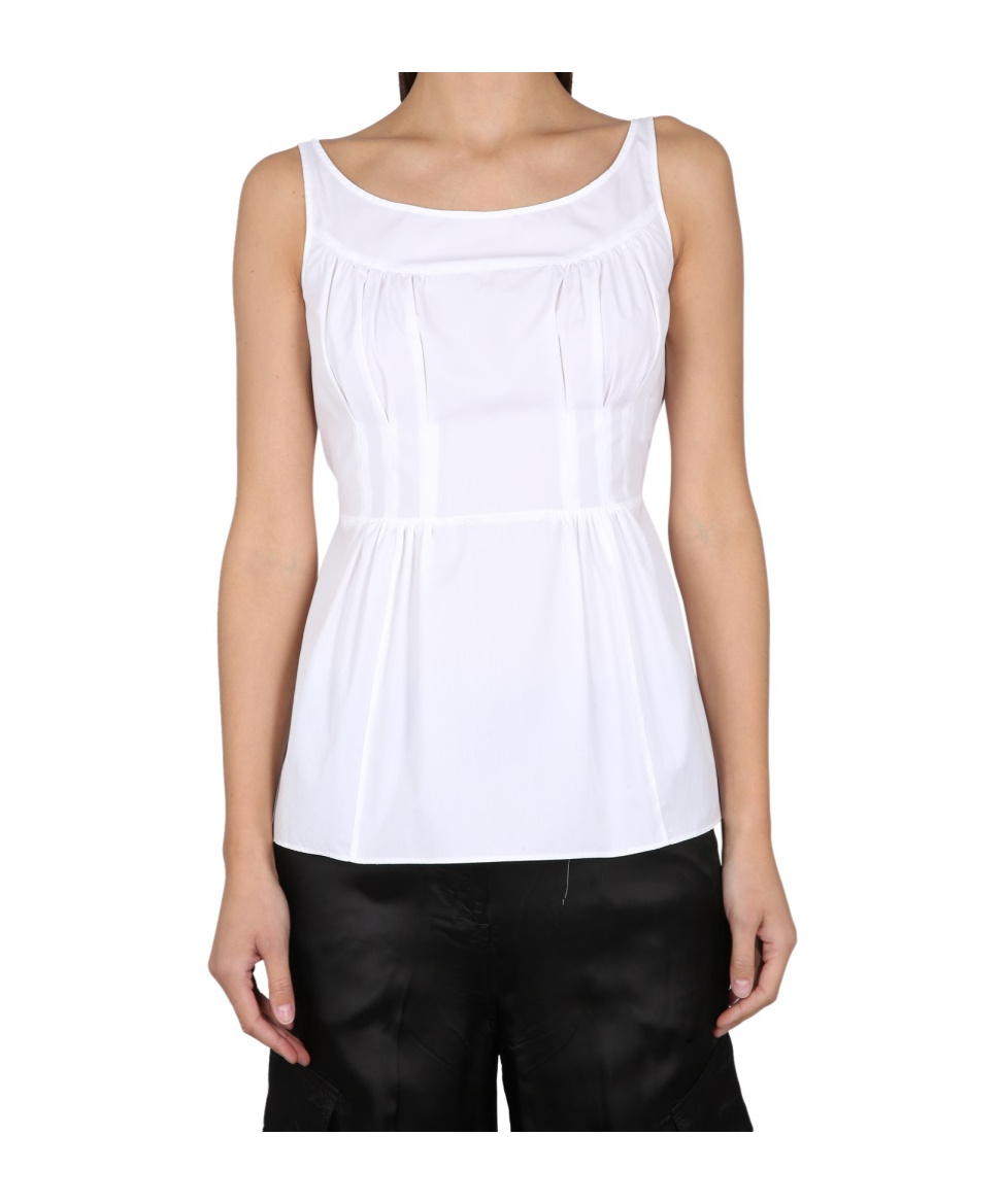 Aspesi Oversized V Neck Top With Cap Sleeves In White