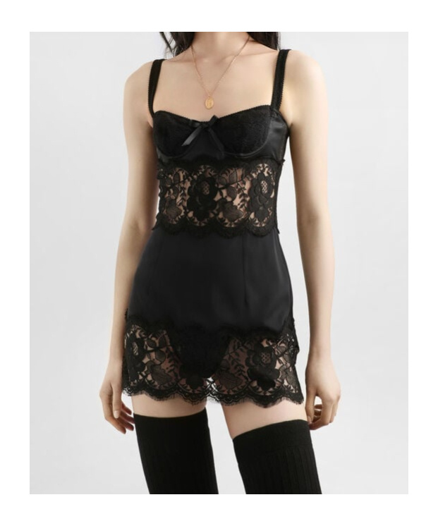 Dolce & Gabbana Dolce  Gabbana Lace Panelled Midi Dress In Black