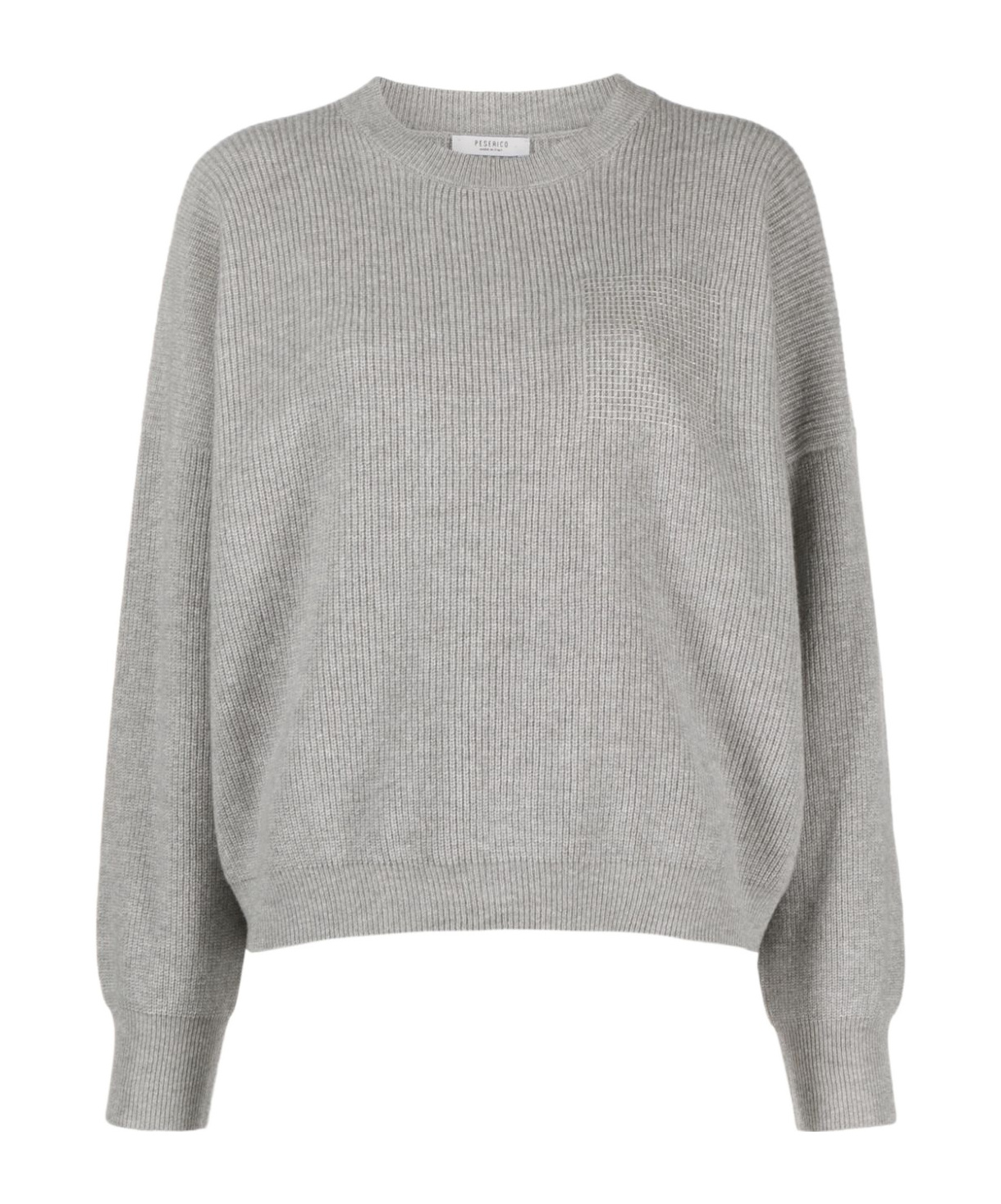 Peserico Round-neck Pullover Sweater In Gray