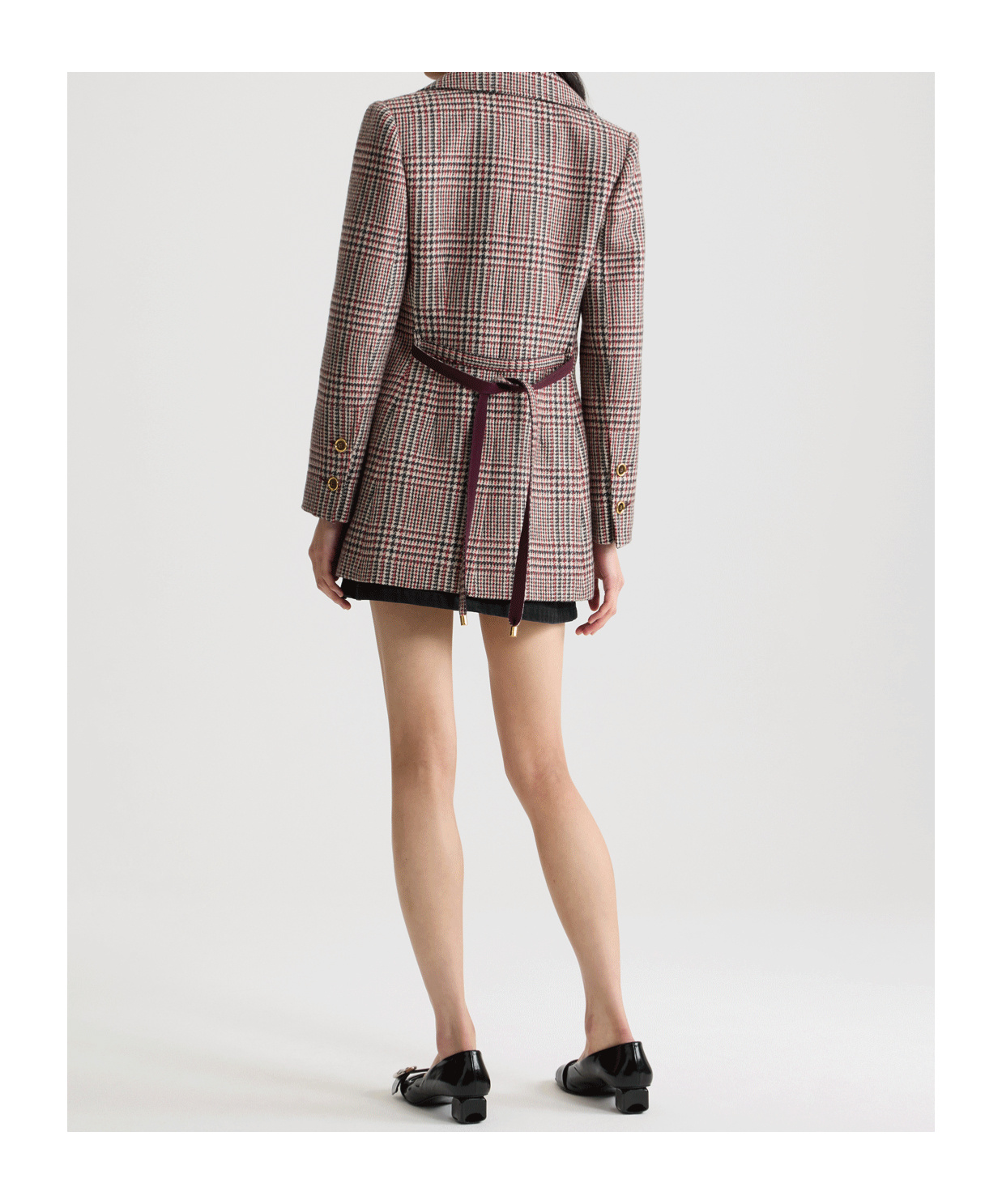 Patou Checked Belted Blazer In Multi