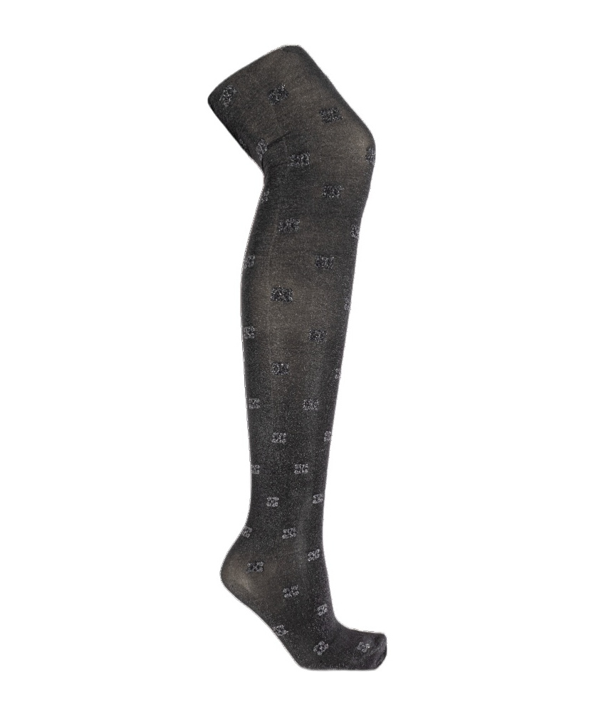 Ganni Tights With Decorative Finish In Black