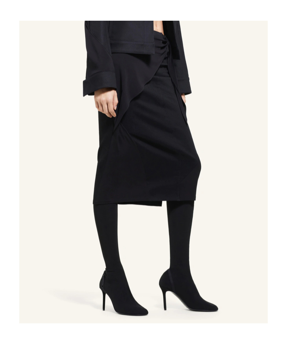 Courrèges Draped Wrap Detail Midi Skirt In Black