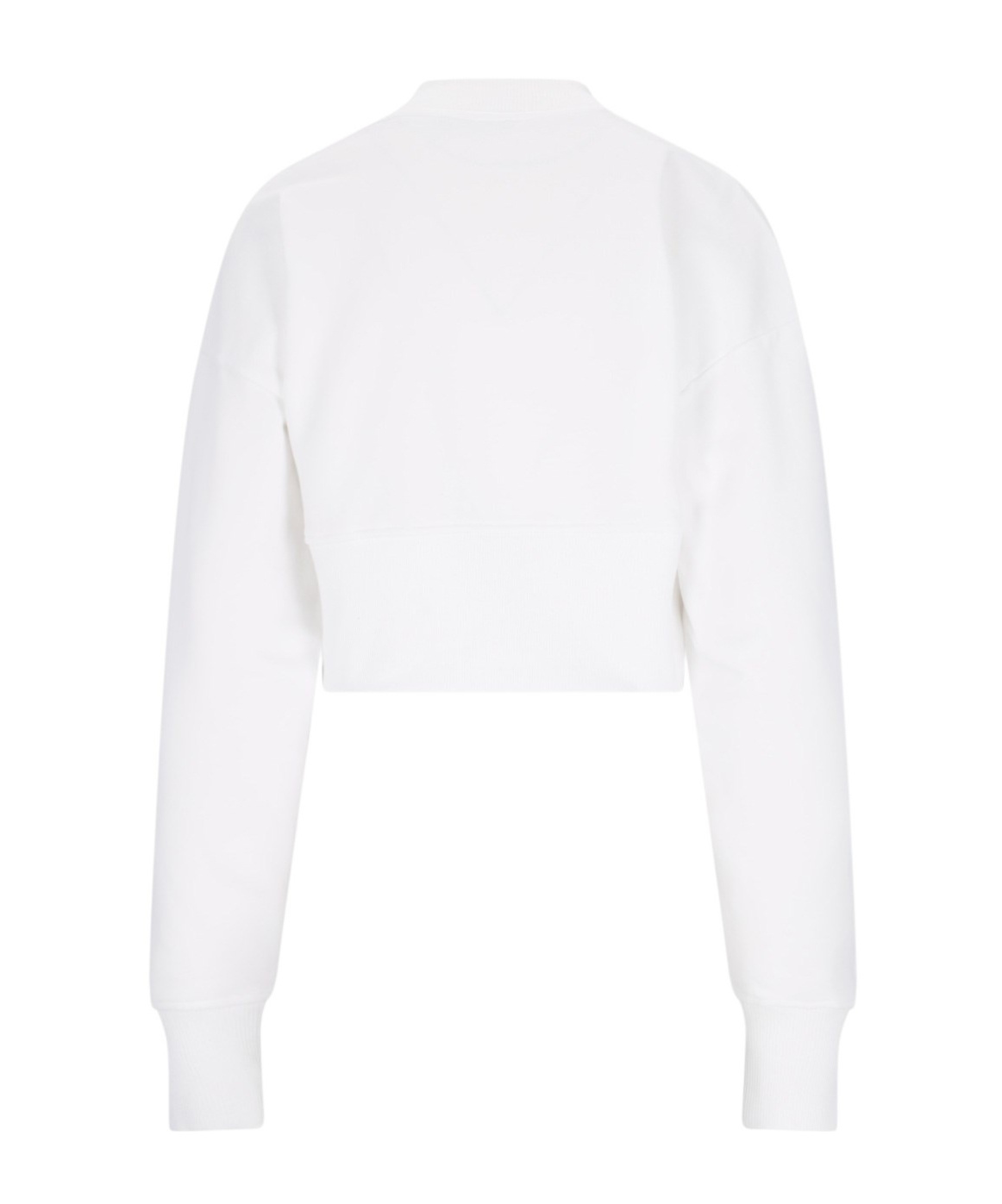 Balmain Women Logo Organic Cotton Cropped Sweatshirt In White