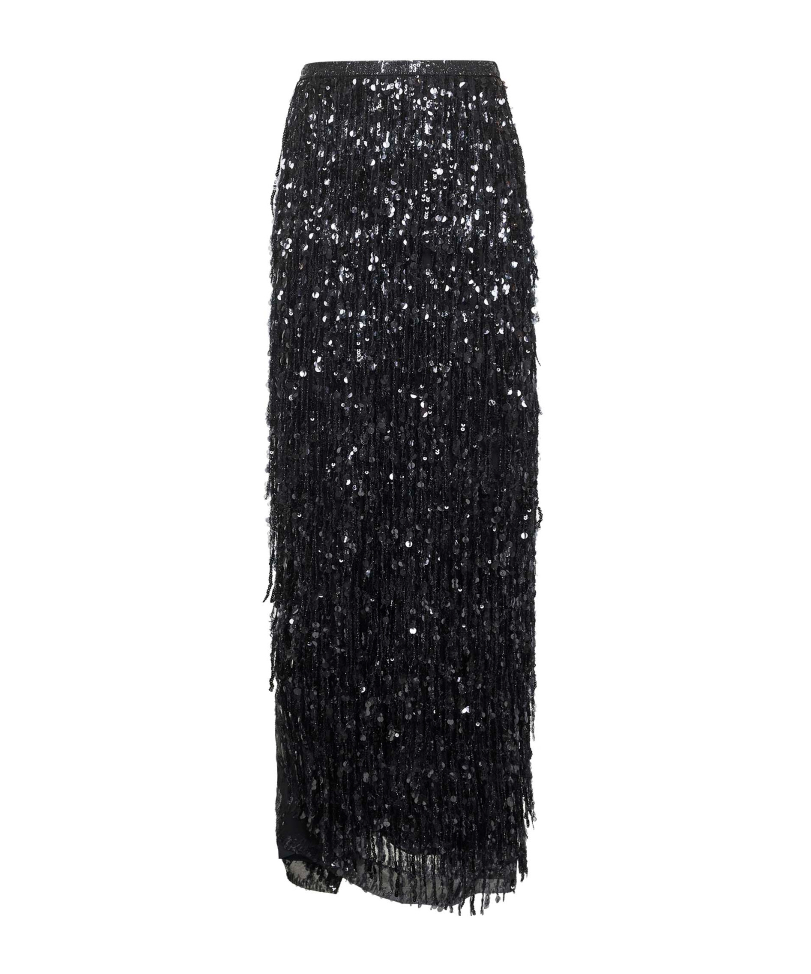 Brunello Cucinelli Black Crispy Silk Column Couture Skirt In Black