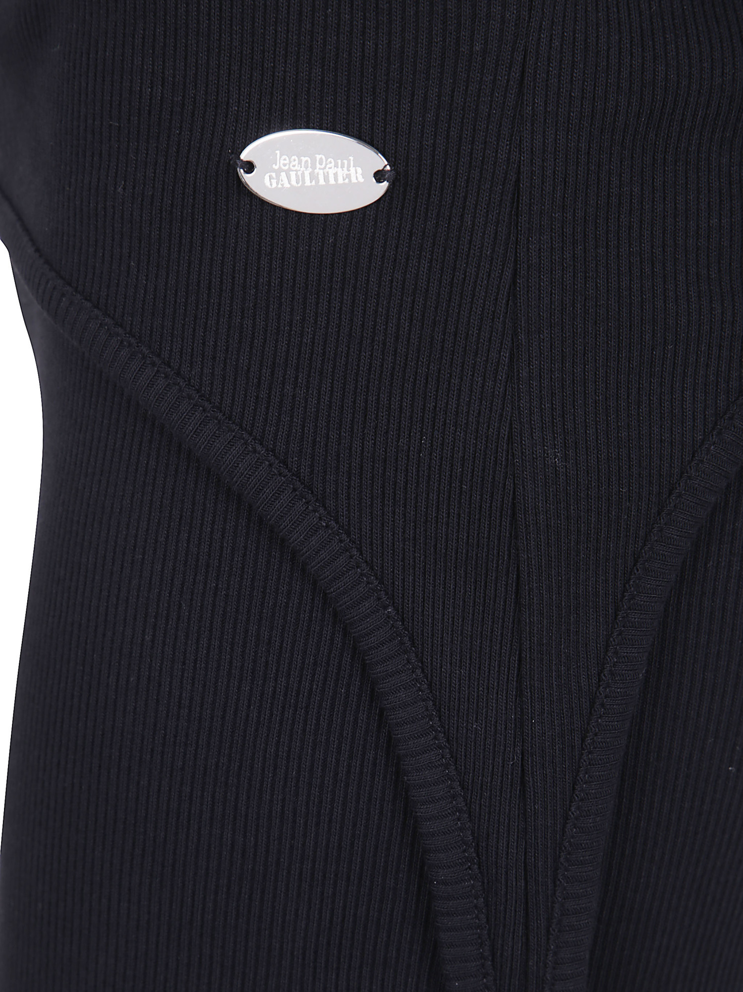 Jean Paul Gaultier Cotton Ribbed Mini Short With Lingerie Garter Clothing In Black