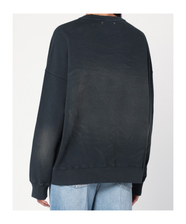 Golden Goose Longline Crewneck Cotton Sweatshirt With Star Accents In Gray