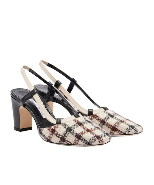 Manolo Blahnik Checked Slingback Pumps In Multi