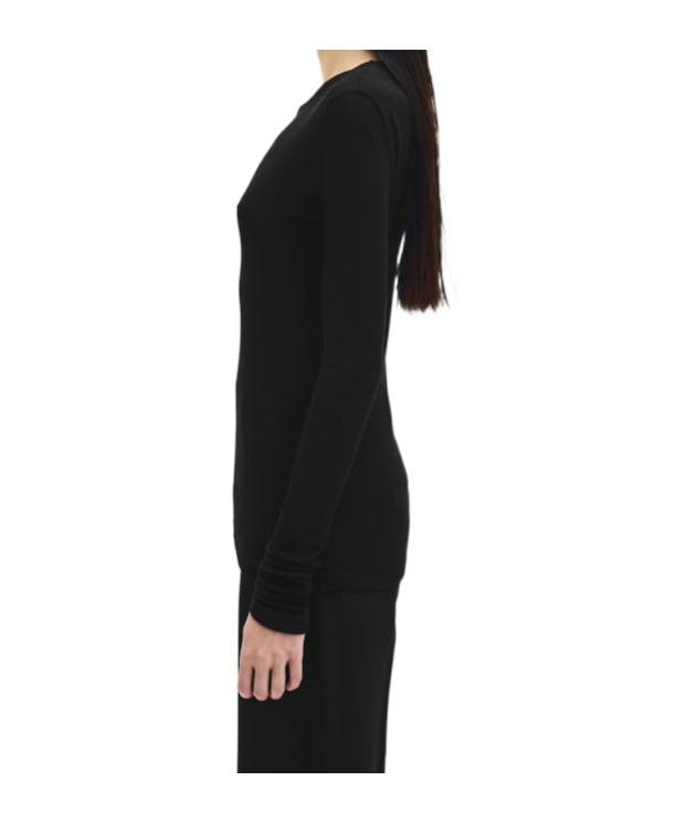Ann Demeulemeester T-shirt With Round Neck And Long Sleeves In Black