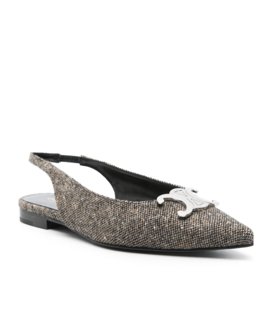 Celine Women Alma Triomphe Slingback Ballerina In Gray