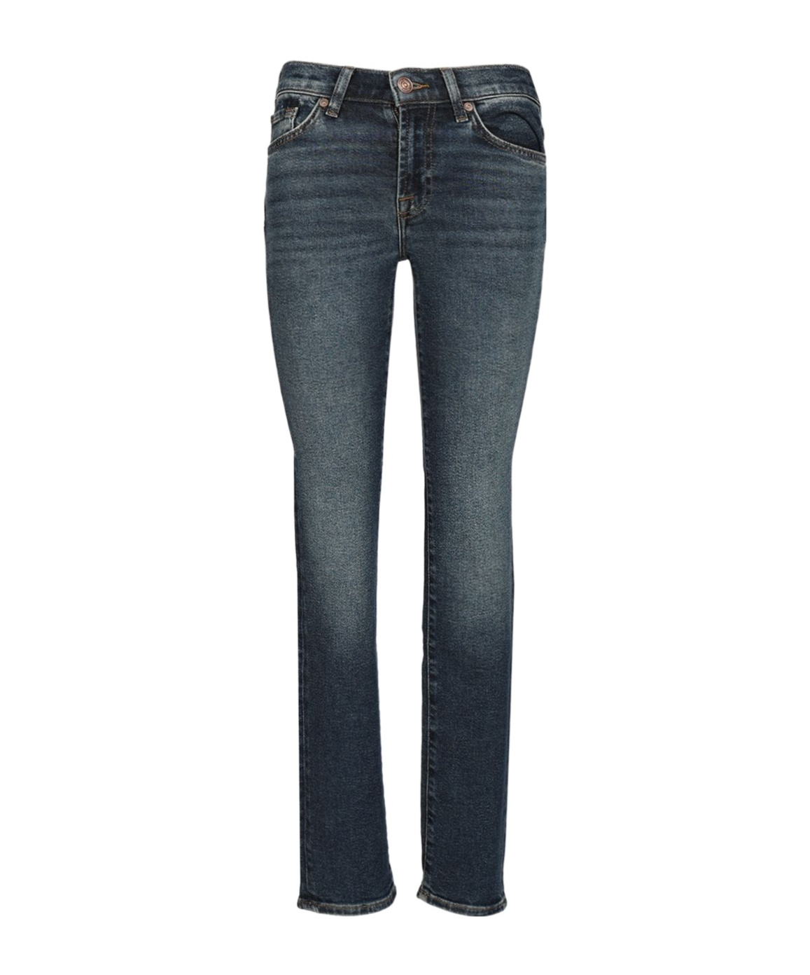 7 For All Mankind Faded Five-pocket Jeans Pants In Black