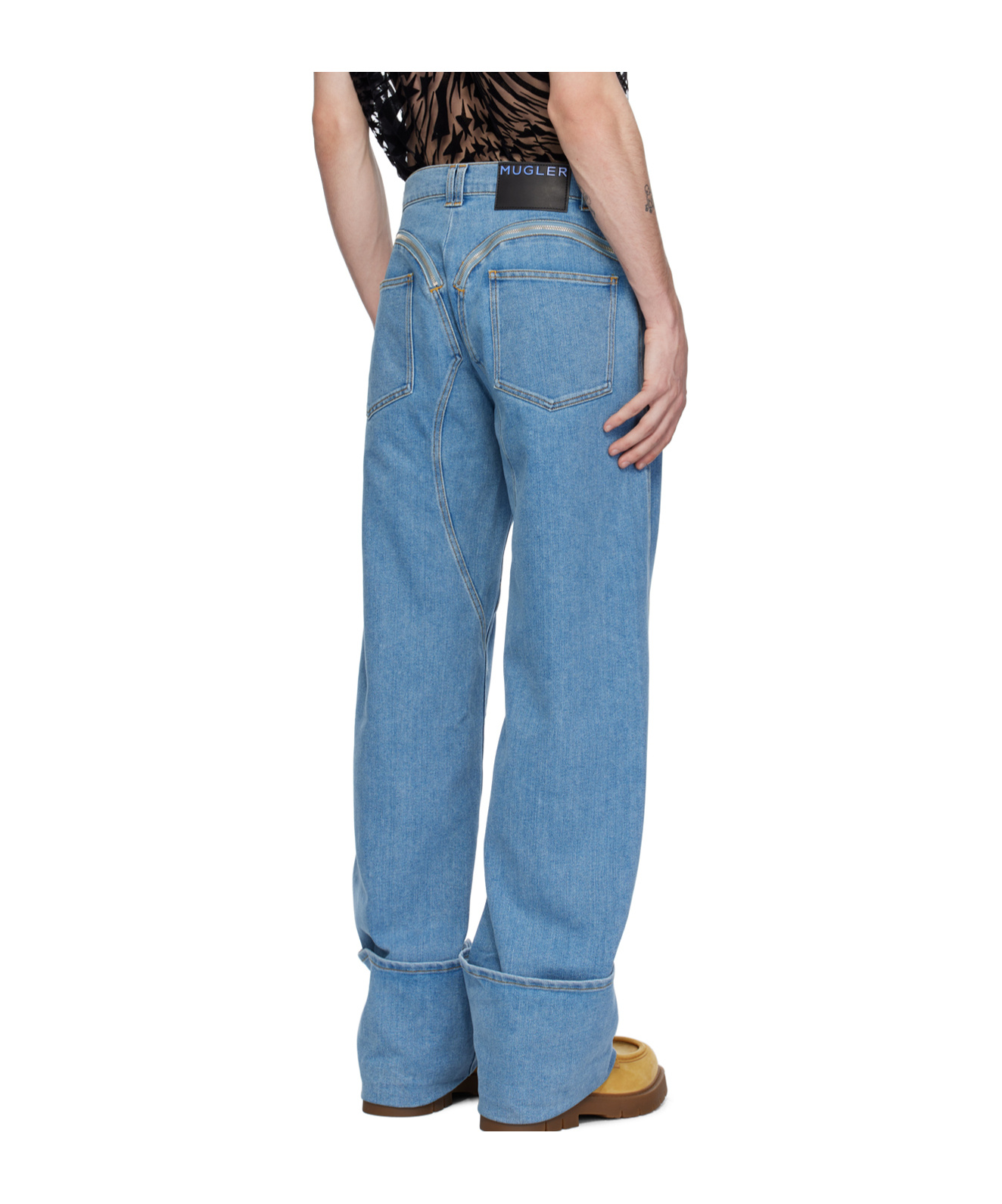 Mugler Blue Zip Jeans In Blue