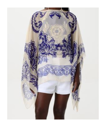Etro Women Blue Cape With All-over Paisley Print In Silk Woman In Multi