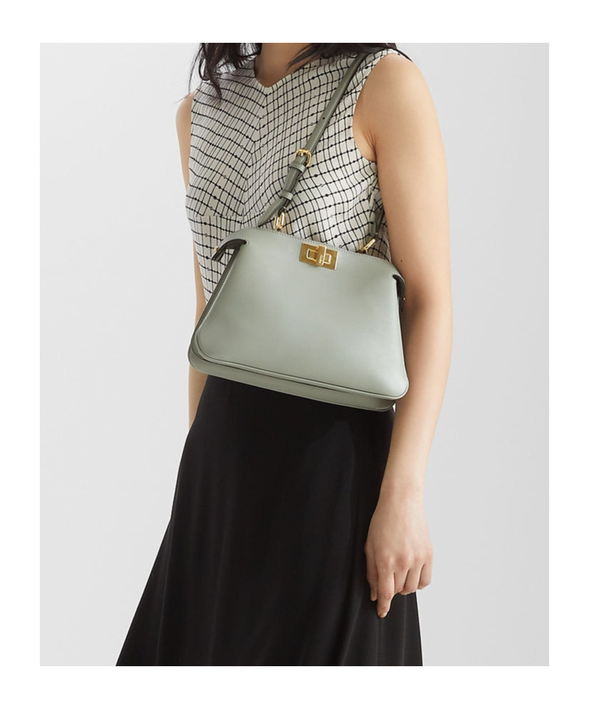 Fendi Green Peekaboo Shoulder Bag In Gray