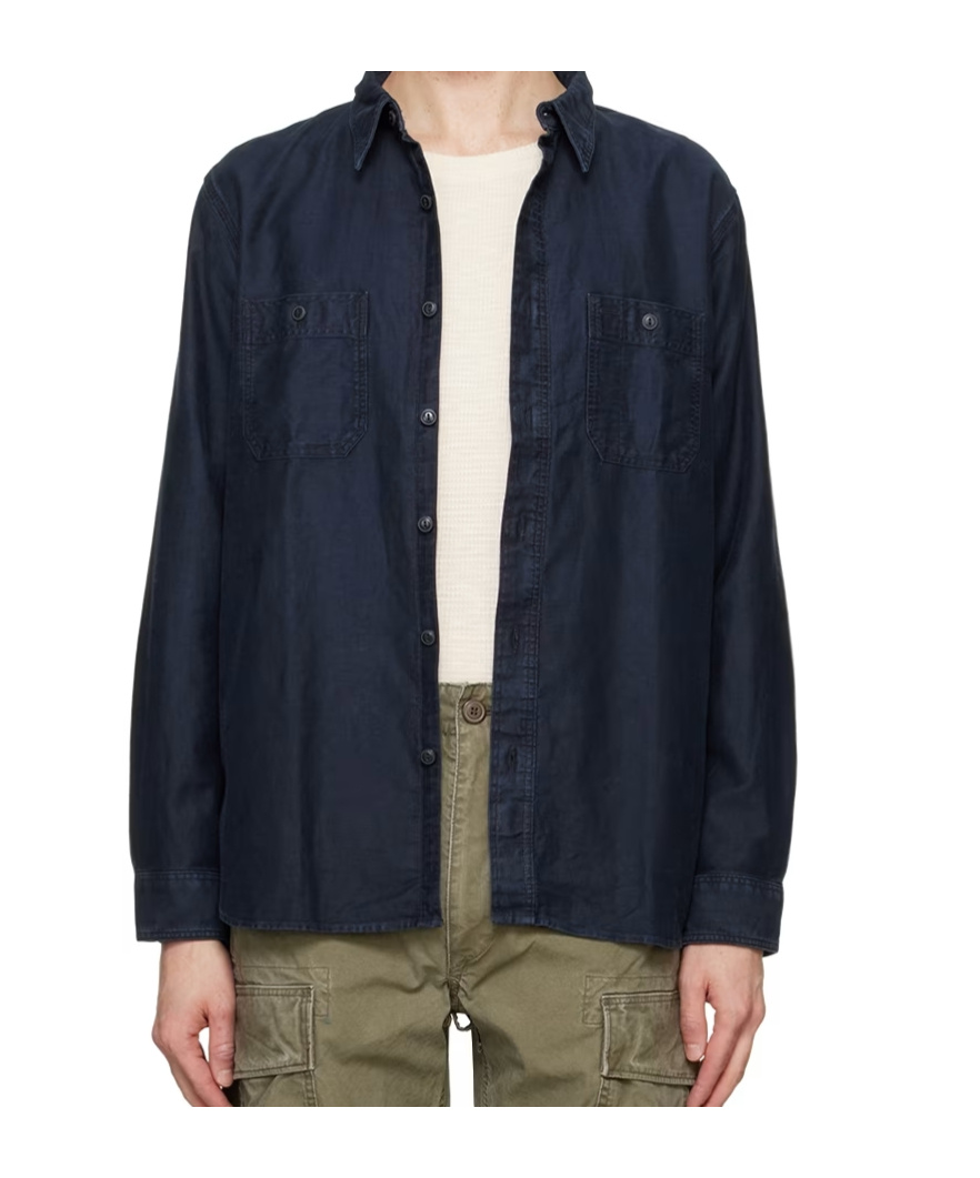 Rrl Cameron Cotton-linen Shirt In Blue