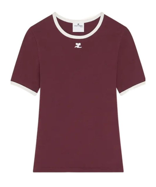 Courrèges Heritage Short Sleeve Contrast T-shirt In Red