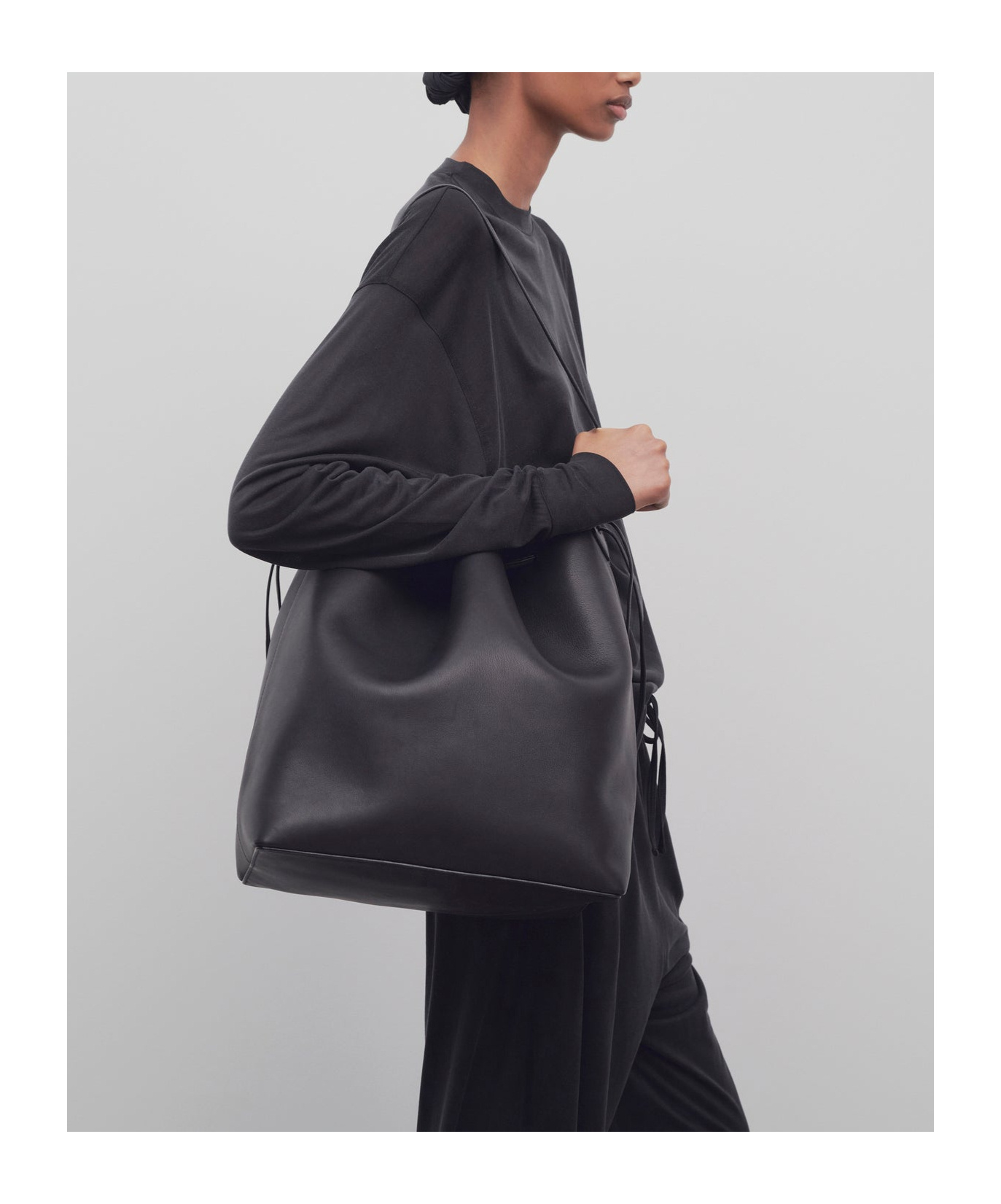 The Row Belvedere Drawstring Tote In Black