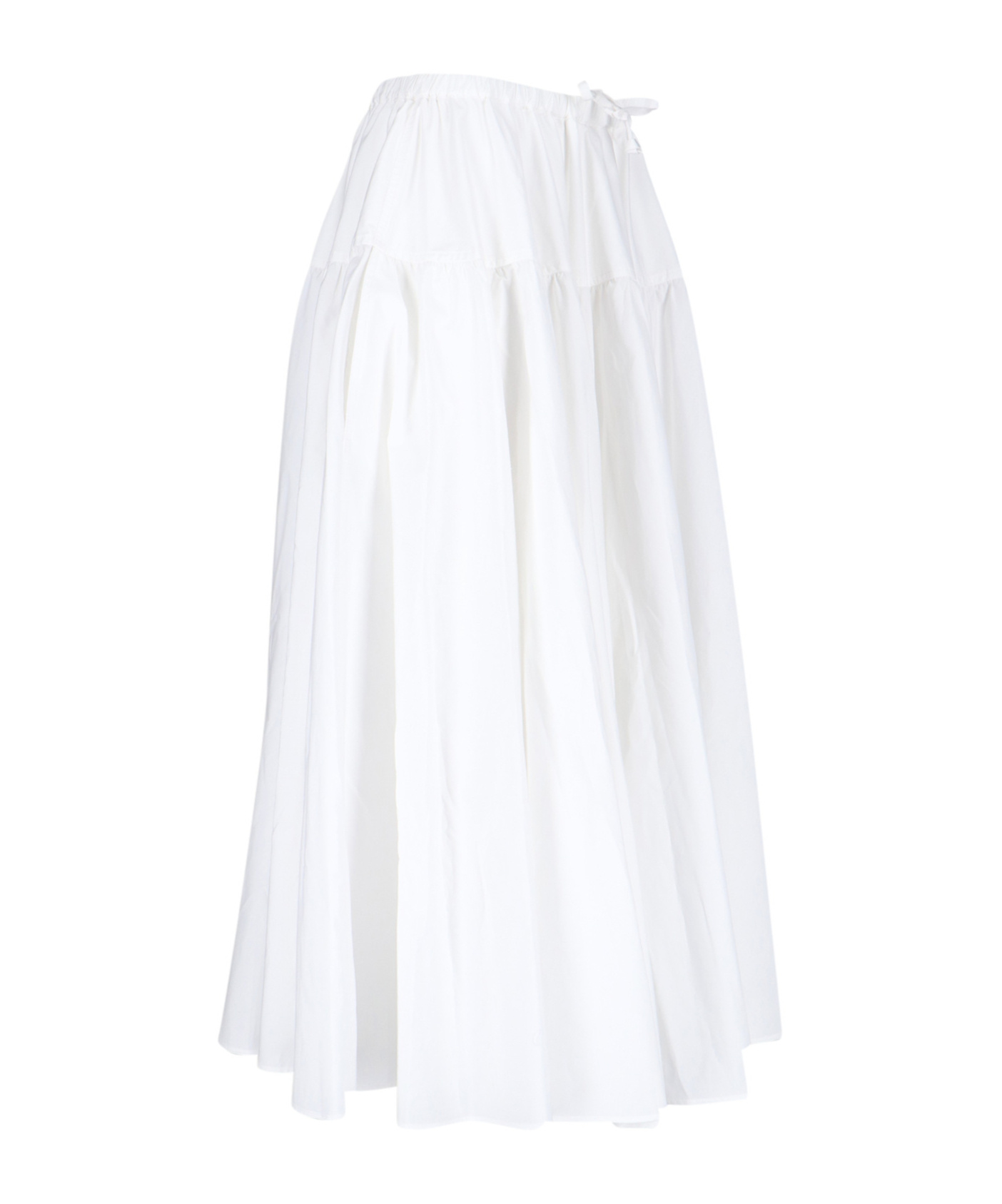 Patou Drawstring Flared Tiered Skirt In White