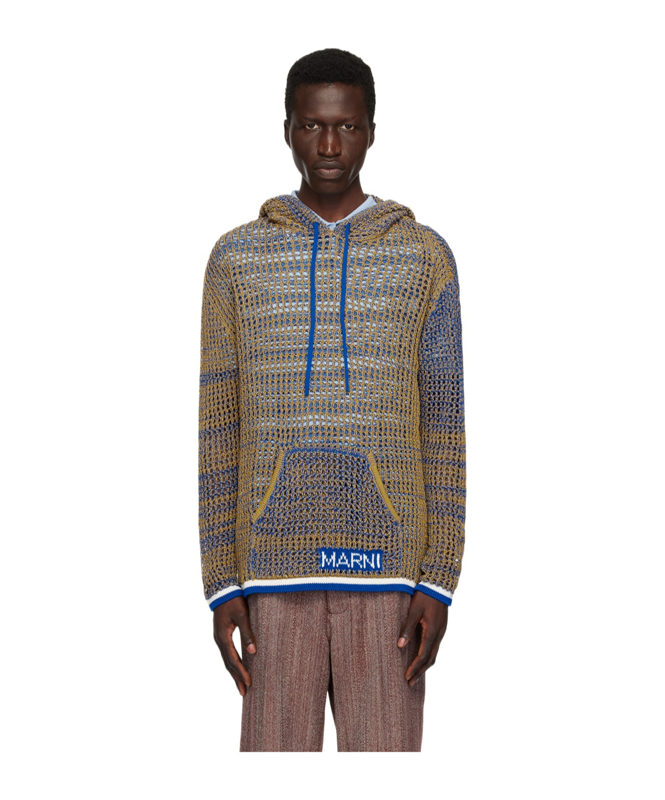 Marni Long-sleeved Hooded Sweater In Brown