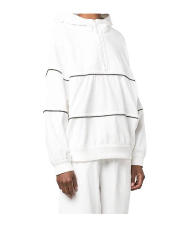 Brunello Cucinelli Half-zip Hoodie In White