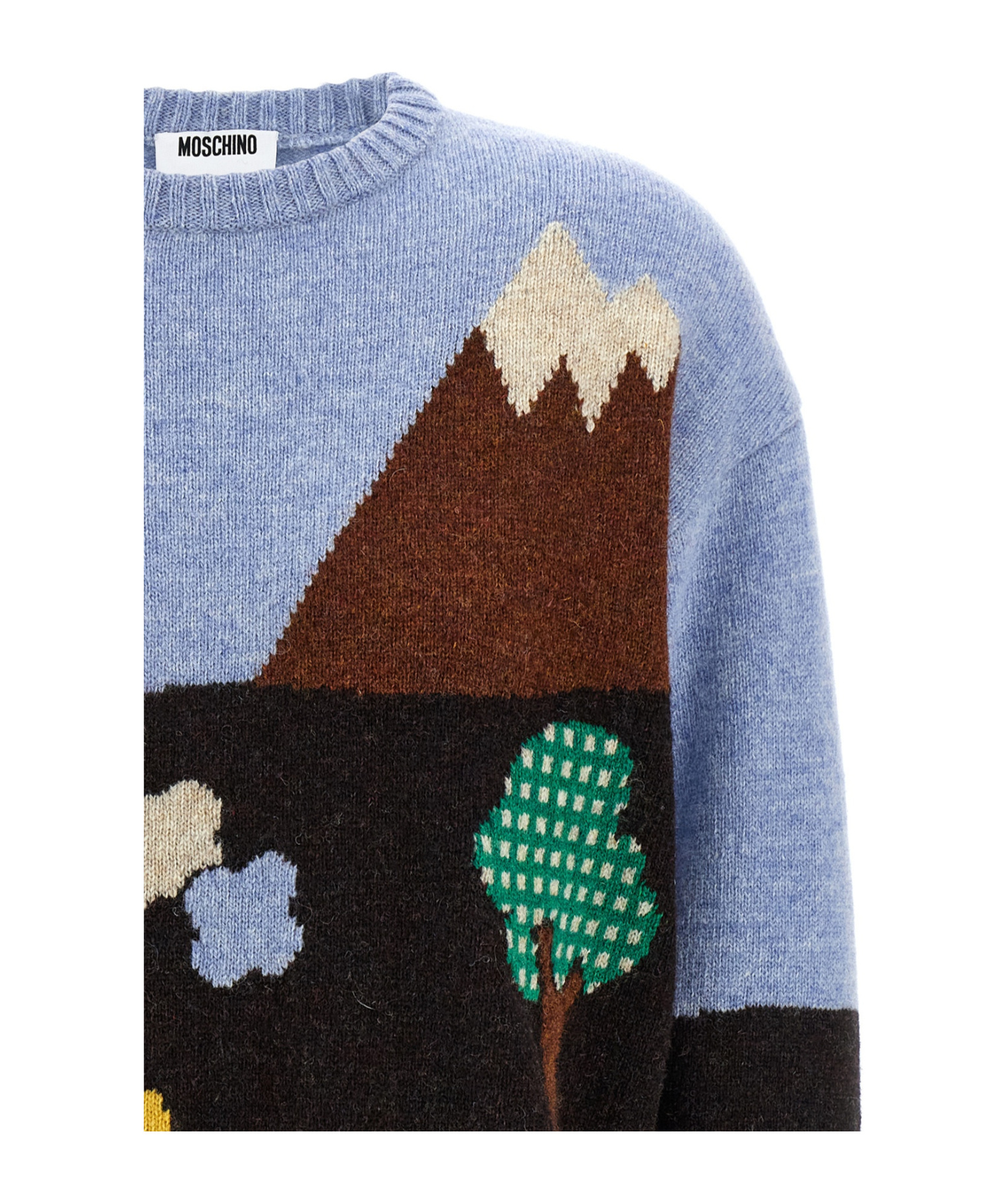 Moschino Shetland Wool Sweater With Landscape Intarsia In Multi
