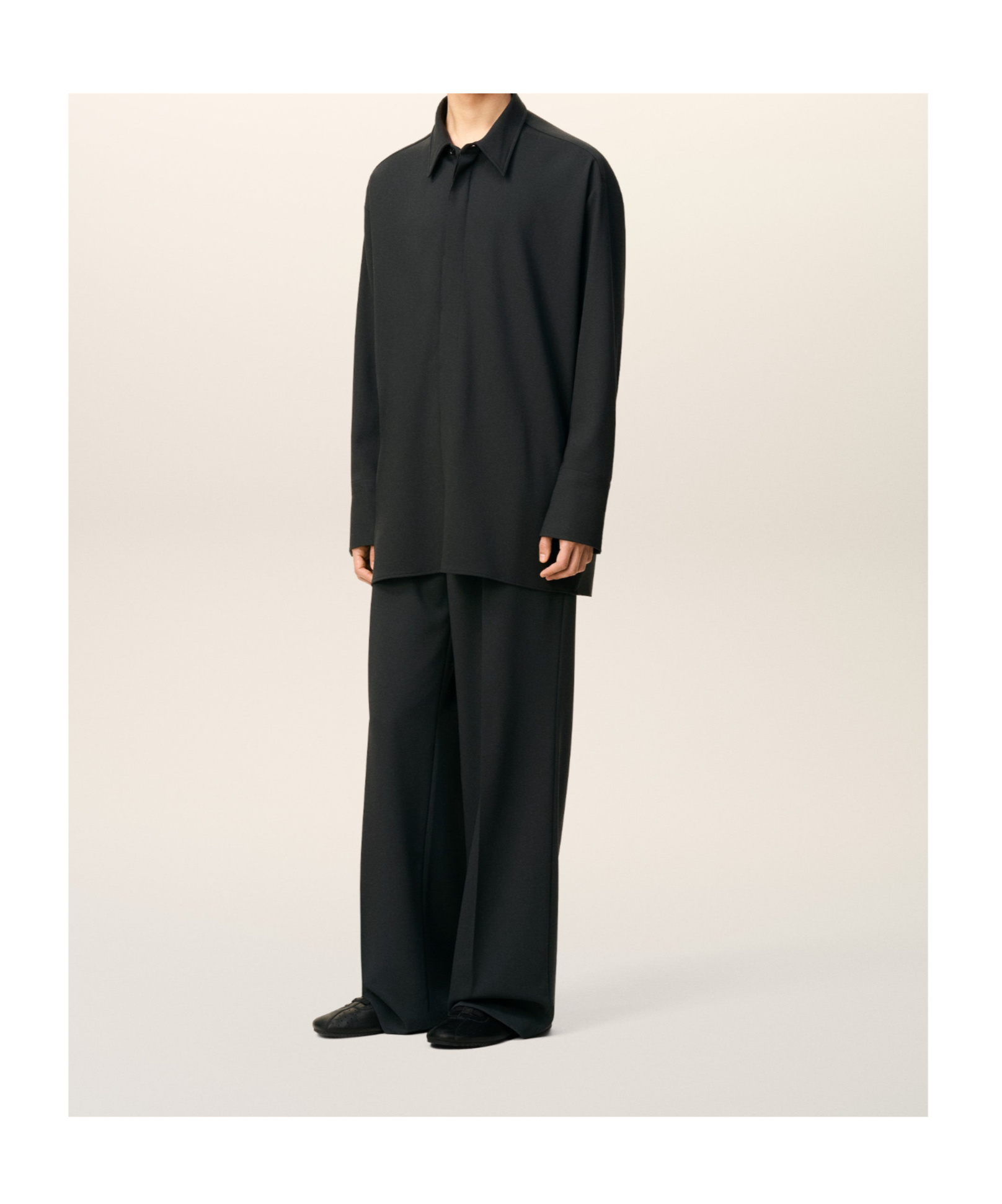 Ami Alexandre Mattiussi Black Wool Long Oversized Shirt Grey In Black