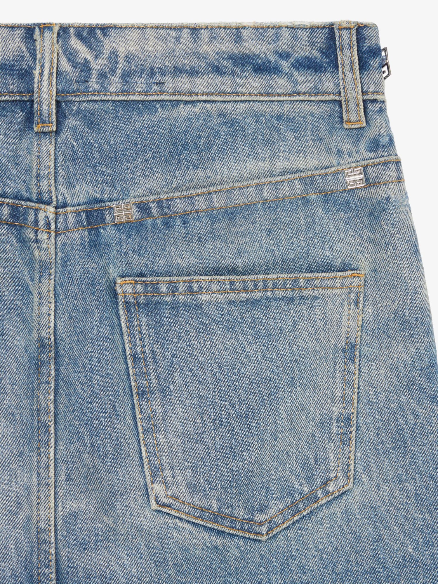 Givenchy Mini Skirt In Denim With Chain Details In Blue