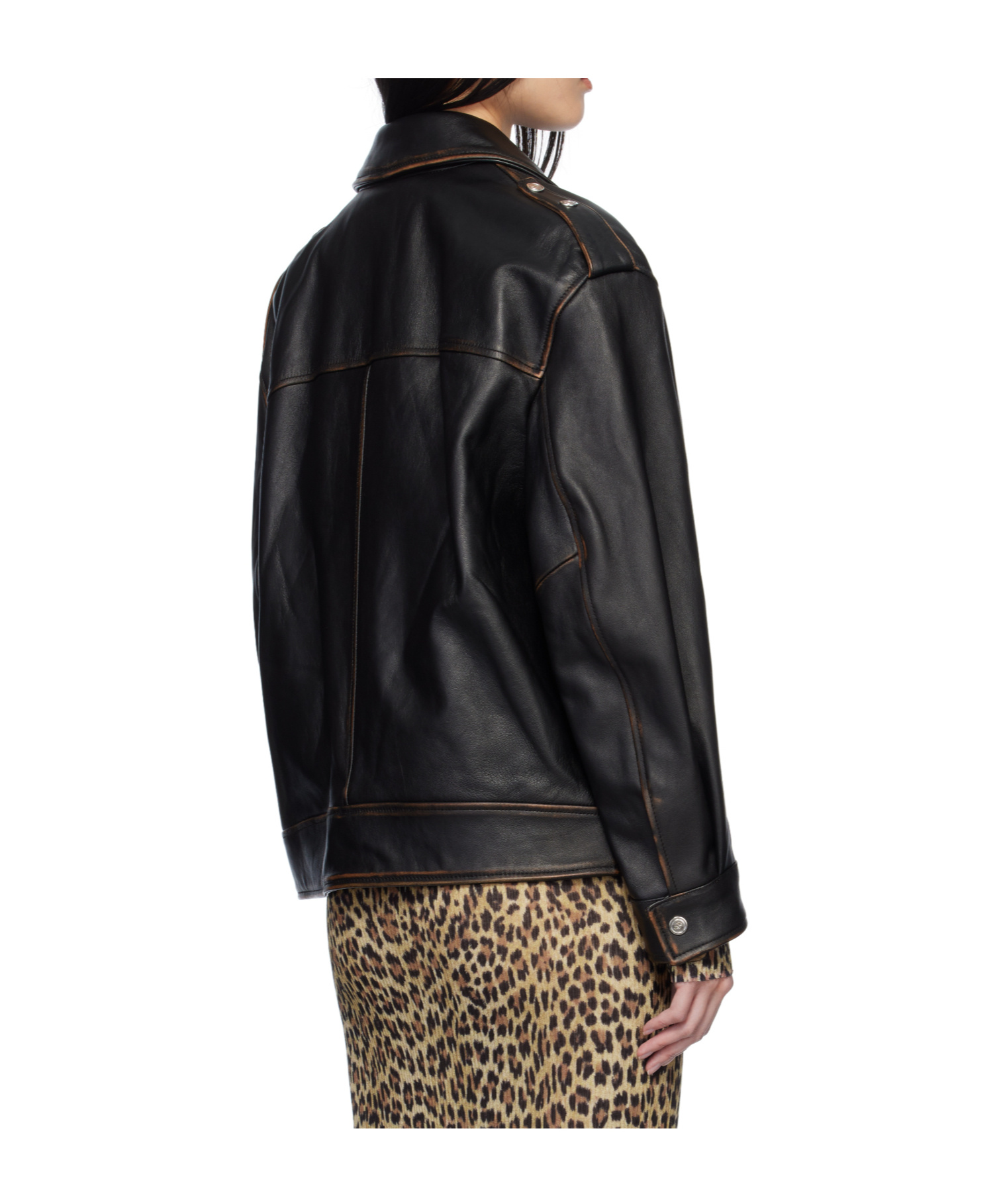 Blumarine Leather Jacket In Black