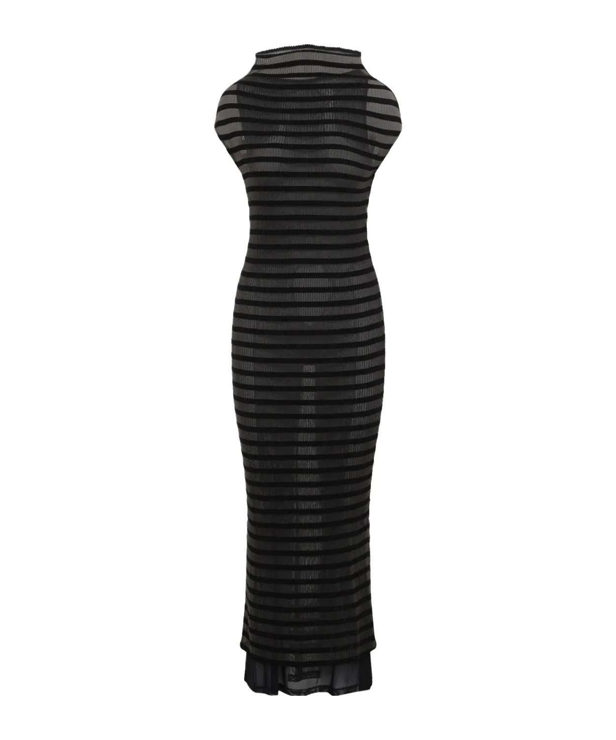 Shop Jean Paul Gaultier Striped Maxi Dress In Black