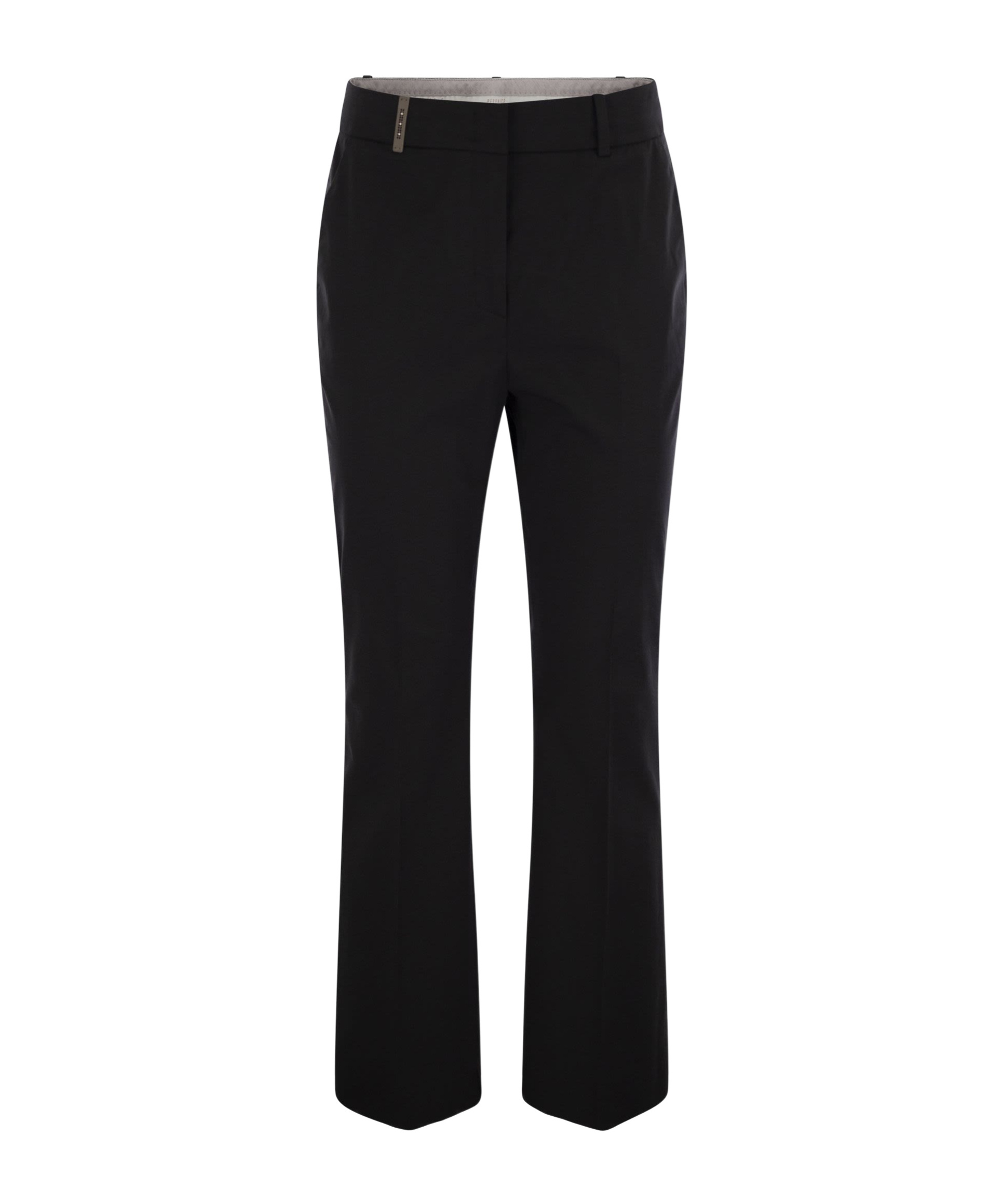 Peserico Women Stretch Cotton Trousers In Black