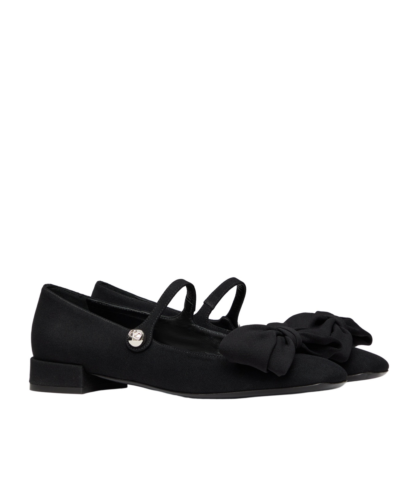 Valentino Satin Bow Mary Jane Ballerina Flats In Black