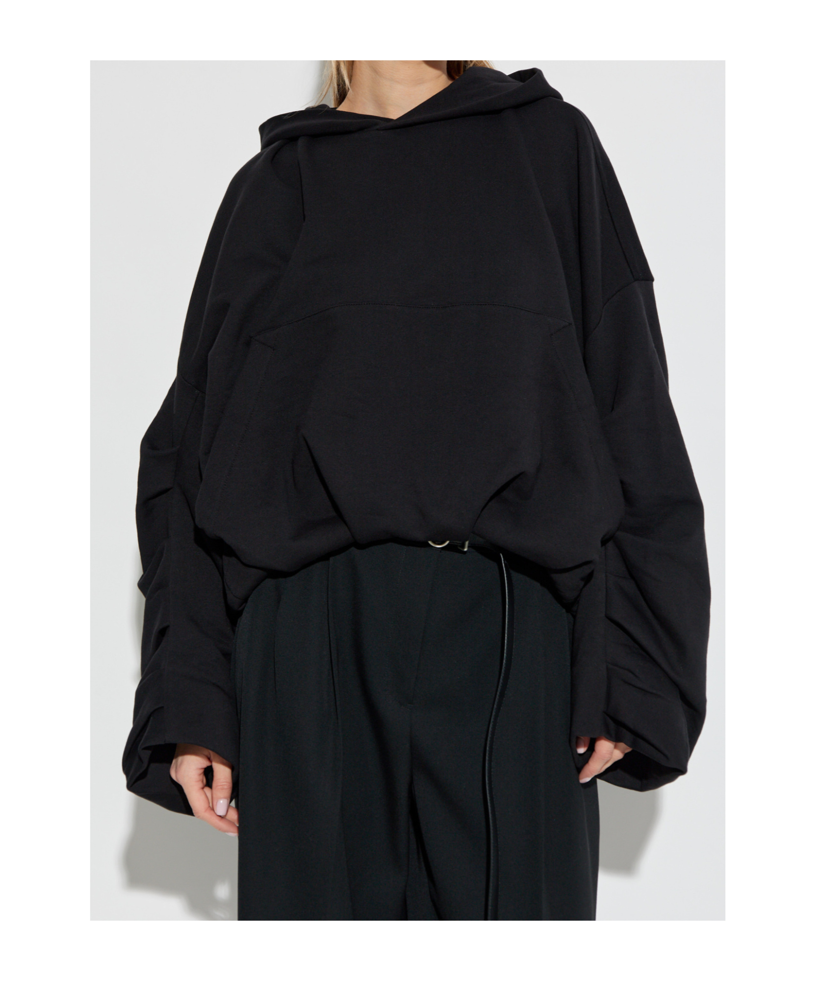 Dries Van Noten Oversized Draped Black Sweatshirt In Black