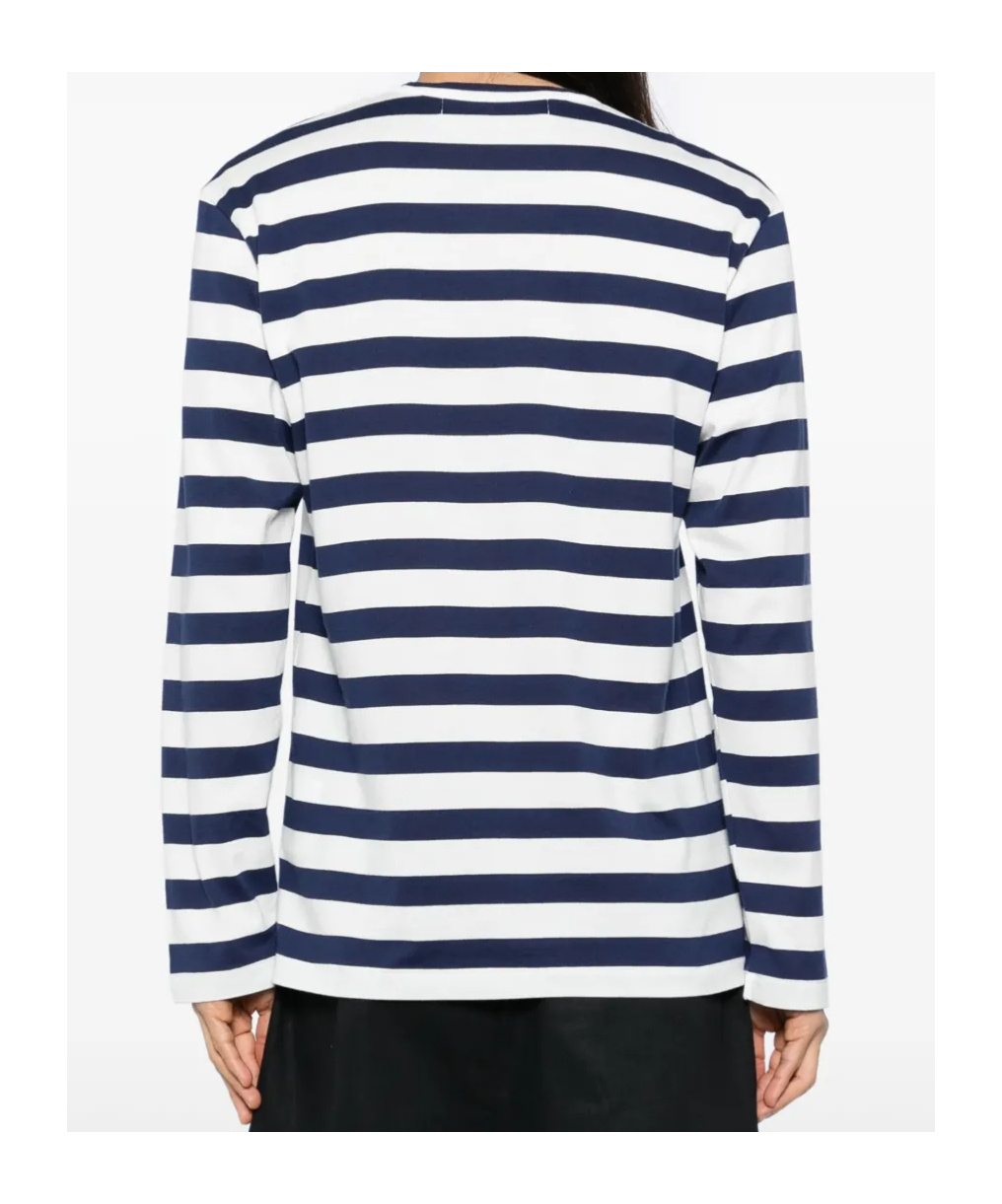 Comme Des Garçons Play Emblem Striped T-shirt With Rhinestones
