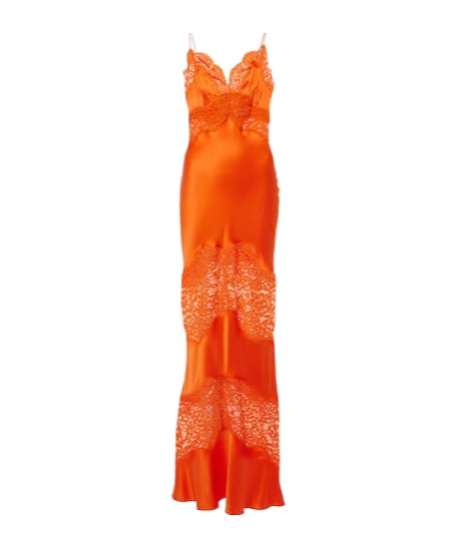Rebecca Vallance Adira Lace-trimmed Silk Satin Slip Dress In Orange