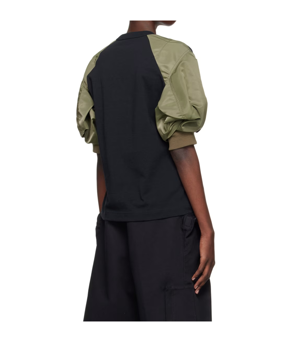Sacai Splitting Round-neck T-shirt In Black