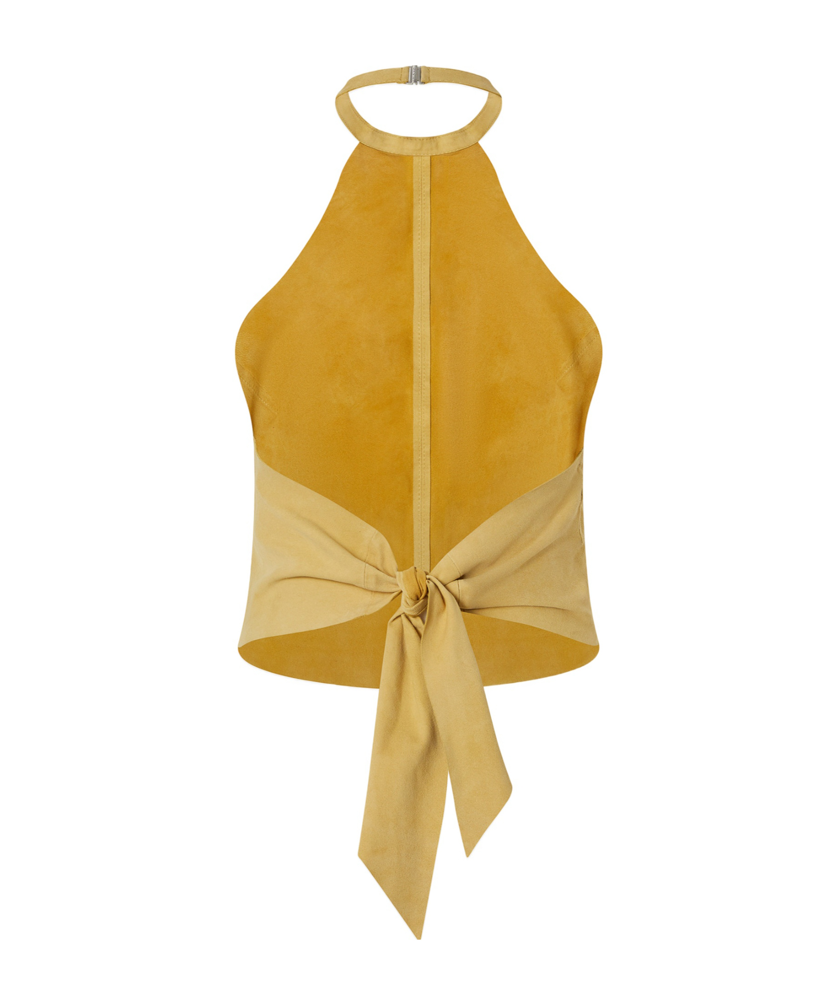 Pinko Suede Halterneck Tie-back Sleeveless Top In Nude